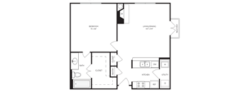 a floor plan of a living room and a bedroom