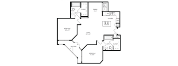 a floor plan of a house with bedrooms and a living room
