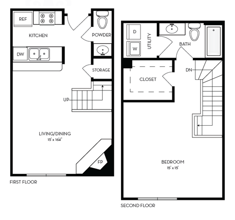 a floor plan of a small house with a bedroom and a living room