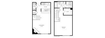 a floor plan of a small house with a bedroom and a living room