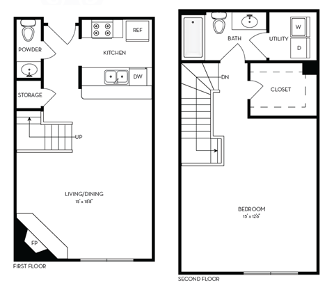 a floor plan of a small house with a bedroom and a living room