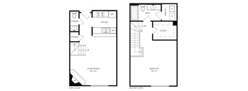 a floor plan of a small house with a bedroom and a living room