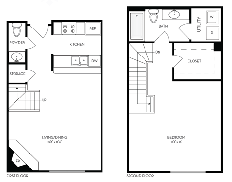 a floor plan of a small house with a bedroom and a living room