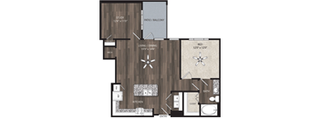 a conceptual drawing of a 1 bedroom floor plan