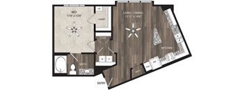 a??? floor plan of a living room with a wood floor
