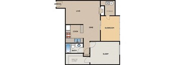 a floor plan of a room with a bed and a closet