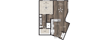 a floor plan of a living room with a bedroom and a dining room