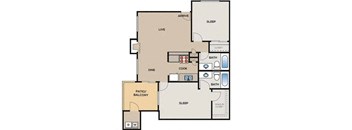 a floor plan of a house with a bedroom and a living room