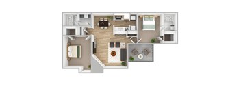 a bedroom floor plan with a bathroom and a living room