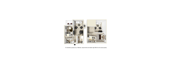 a stylized image of a apartments floor plan and a floor plan of a house