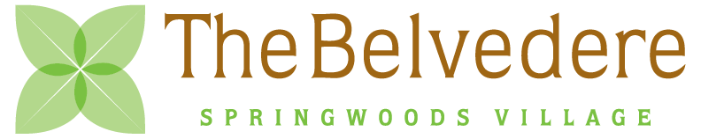 The Belvedere Springwoods Village logo with a green butterfly.