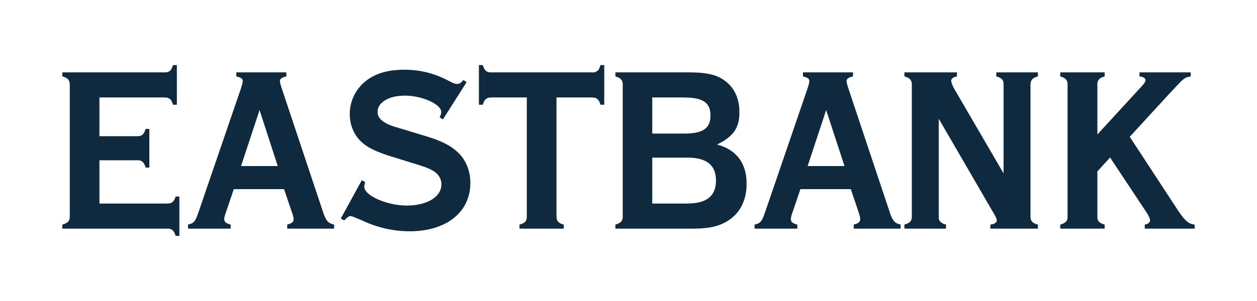 The image features the word "EASTBANK" in large blue letters.