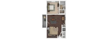 a floor plan with a bedroom and a living room