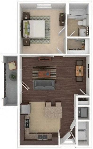 a floor plan with a bedroom and a living room