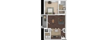 a floor plan of a house with a bedroom and a living room