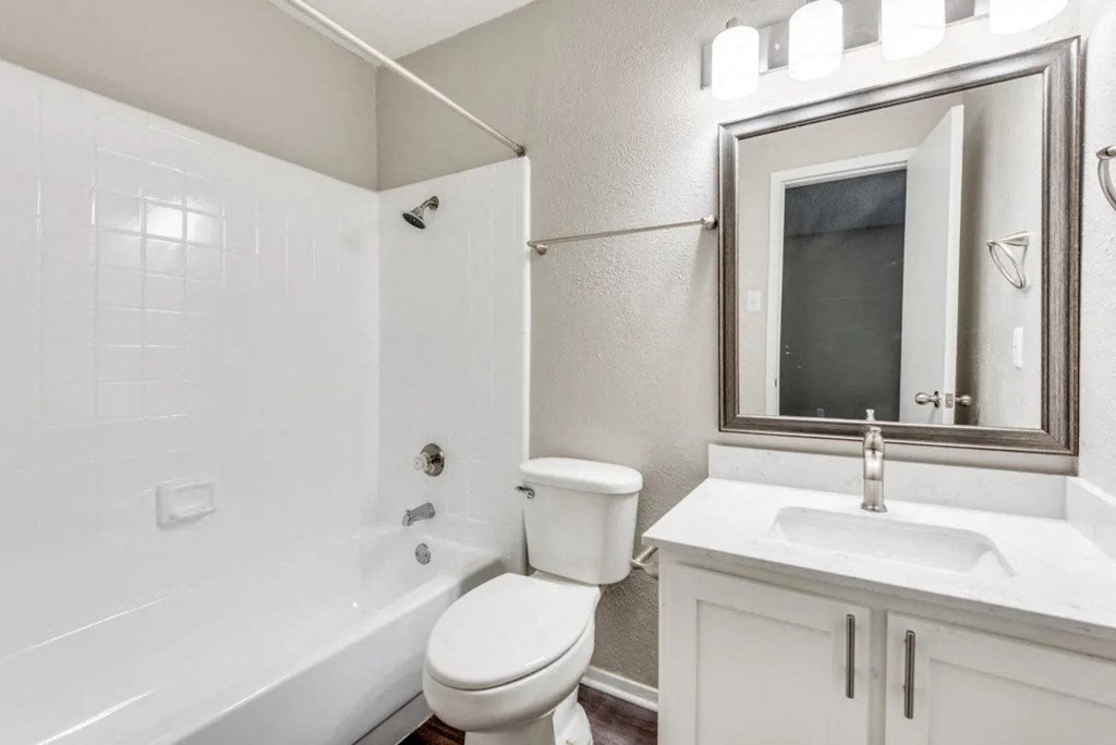 a bathroom with a sink toilet and a mirror