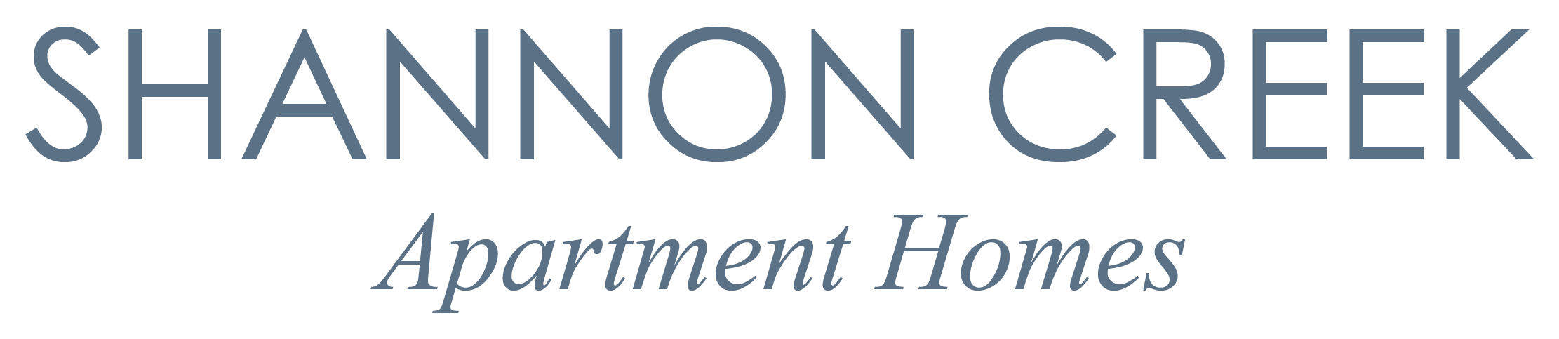 A black and white image of a logo for Shannon Creek Apartment Homes.