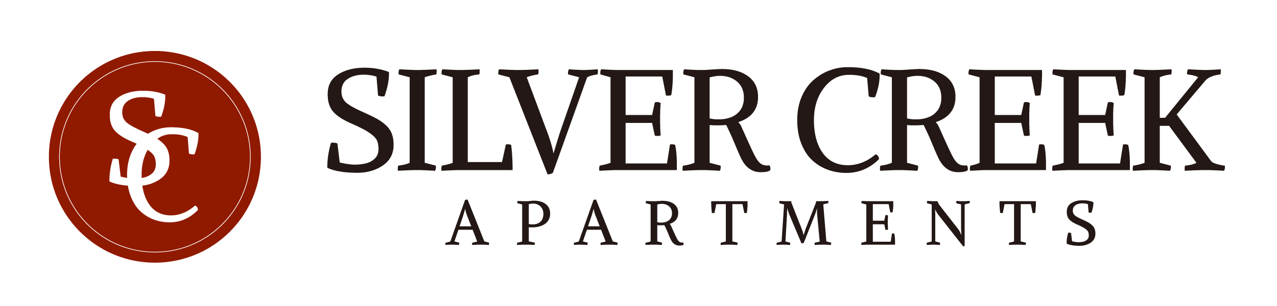 The image is a logo for Silver Creek Apartments.