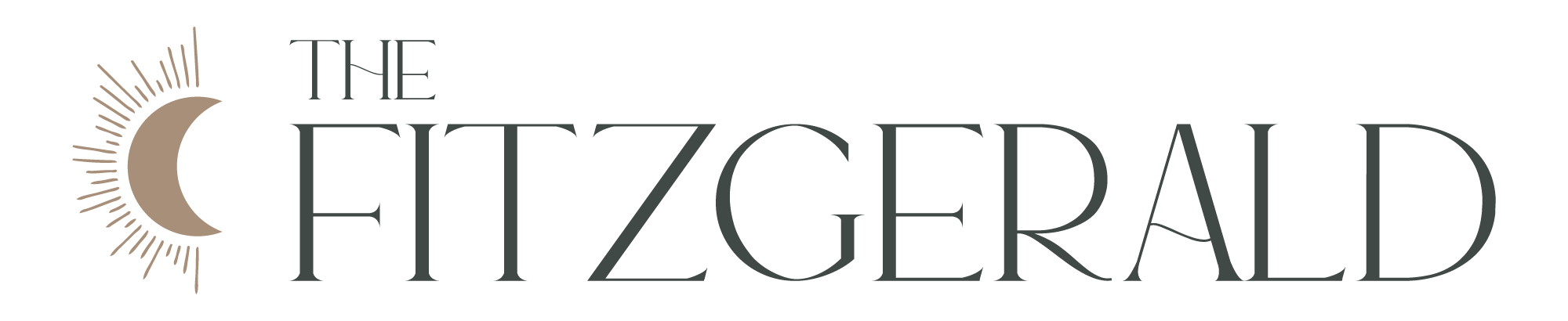 The image shows a logo with the text "THE FITZGERALD" and a graphic of a crescent moon with rays emanating from it.