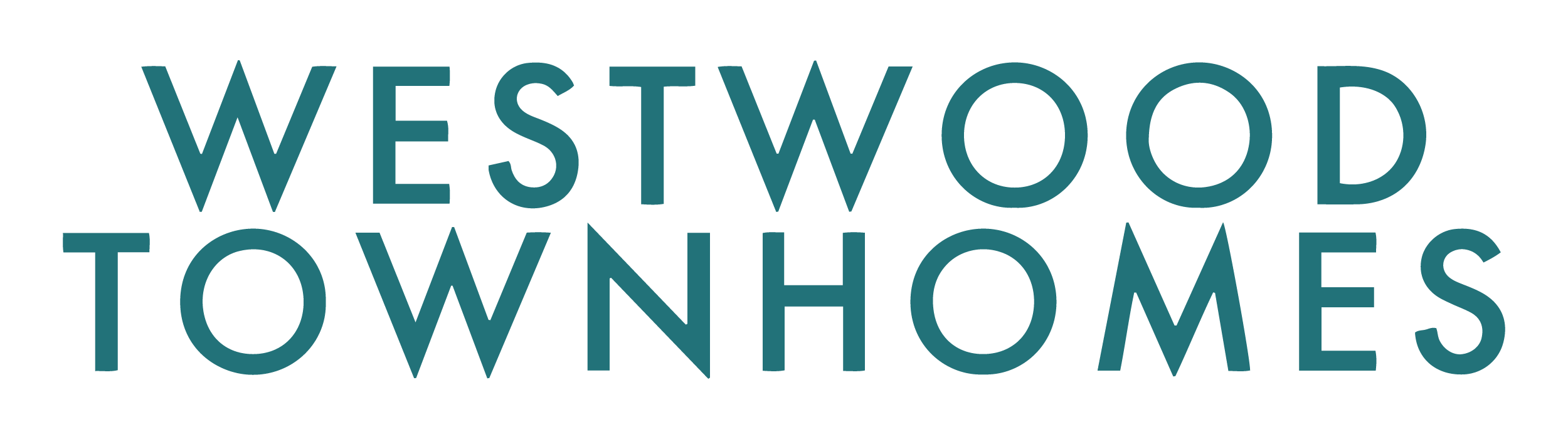 The image displays the words "Westwood Townhomes" in large, bold letters.