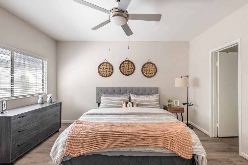 Bedroom with a nice design  at Augusta Court Apartments, Houston, Texas
