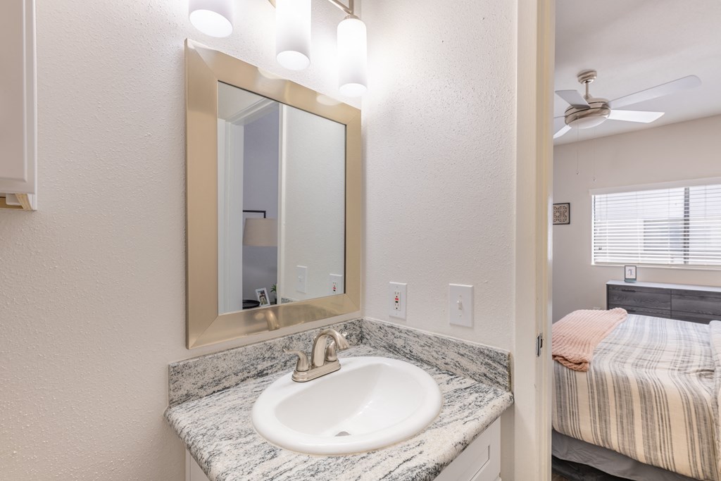 Private bathroom attached to bedroom   Private bathroom attached to bedroom at Augusta Court Apartments, Houston, Texas