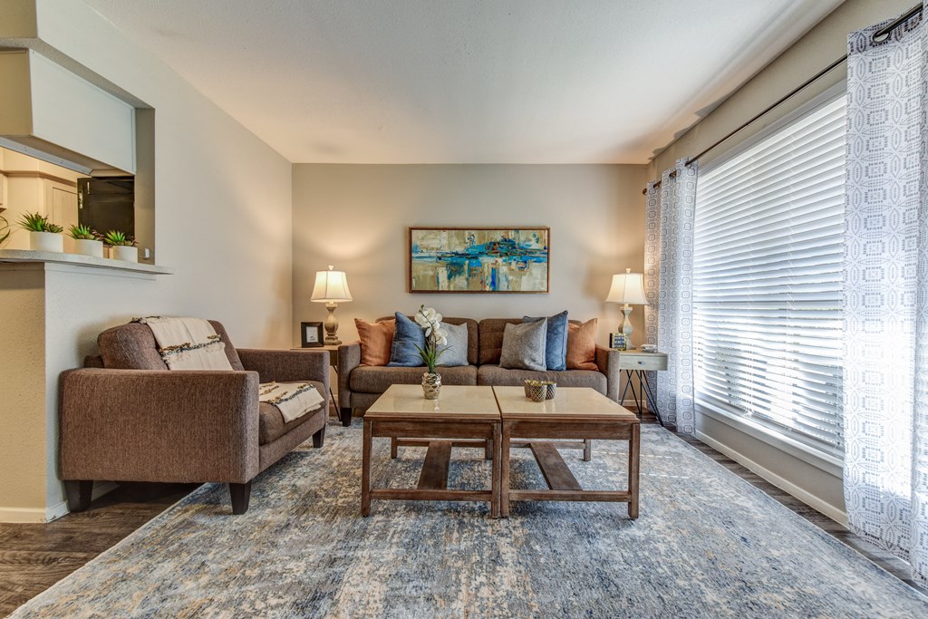 a living room with a couch and a coffee table