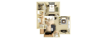 a rendering of a 3d floor plan of a house