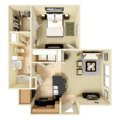 a rendering of a 3d floor plan of a house