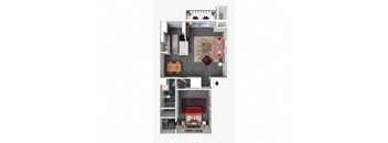1 bed 1 bath floorplan at The Alara, Houston, Texas