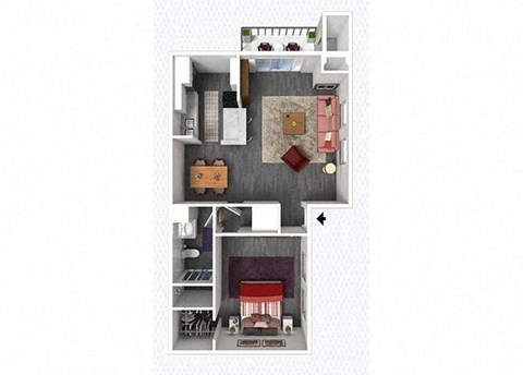 1 bed 1 bath floorplan at The Alara, Houston, Texas