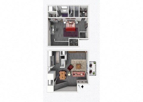 1 bed 1.5 bath floorplan B at The Alara, Texas