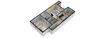 a floor plan of a home with a bedroom and a living room