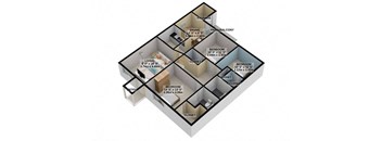 floor plan of a three story house with bedrooms and a living room