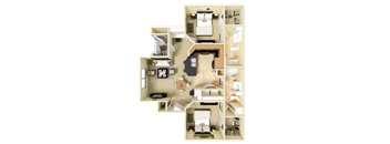 a rendering of a 3d floor plan of a house