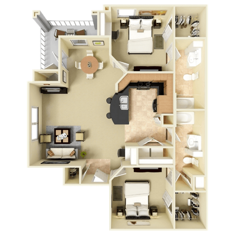 a 3d rendering of a floor plan of a house