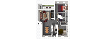 2 bed 2 bath floor plan A at The Alara, Houston, Texas