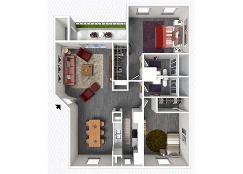 2 bed 2 bath floor plan at The Alara, Houston, Texas