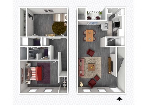 2 bed 1.5 bath floor plan at The Alara, Houston