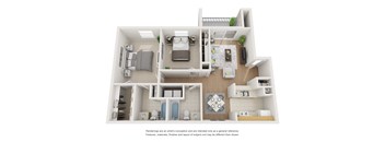 a floor plan of a 1 bedroom apartment  at Oaks of Westchase, Houston, TX, 77042