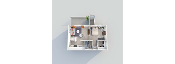 1 bed 1 bath A1 Floor Plan at 2151 Kirkwood Apartments, Texas, 77077