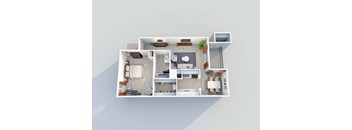 1 bed 1 bath A4 Floor Plan at 2151 Kirkwood Apartments, Houston, 77077