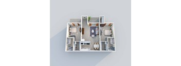 2 bed 1 bath B3 Floor Plan at 2151 Kirkwood Apartments, Texas