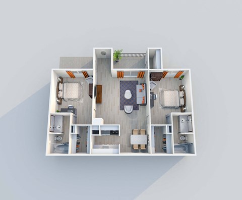 2 bed 1 bath B3 Floor Plan at 2151 Kirkwood Apartments, Texas