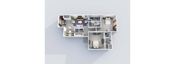 2 bed 1 bath B5 Floor Plan at 2151 Kirkwood Apartments, Houston, TX, 77077