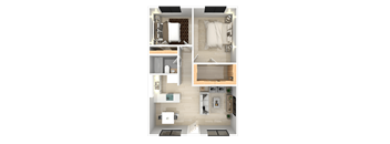 a 3d floor plan of a bedroom apartment
