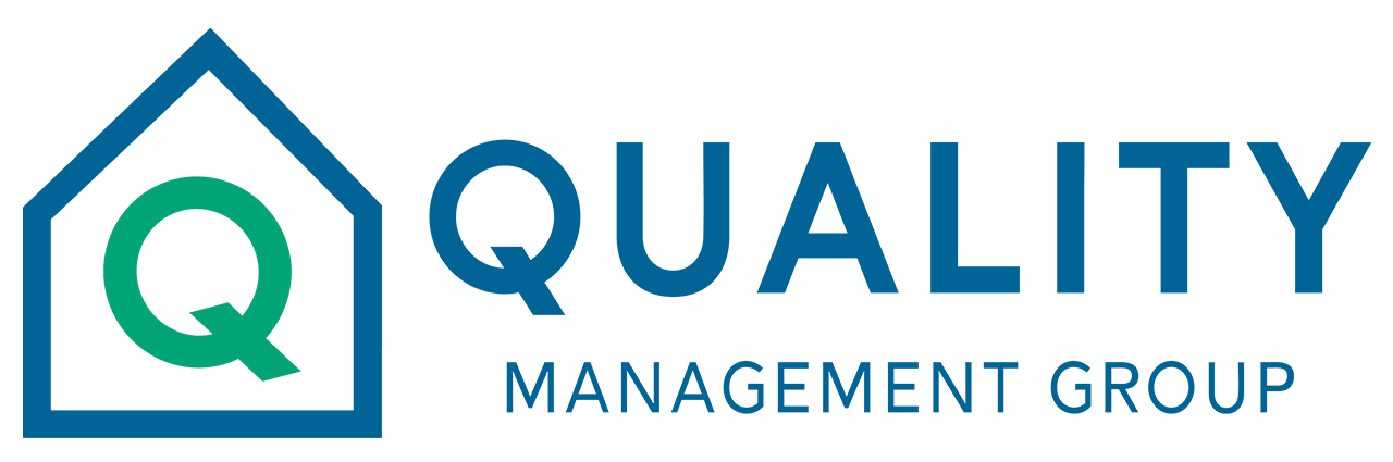 A logo with a blue background and the words "Quality Management Group" in white.