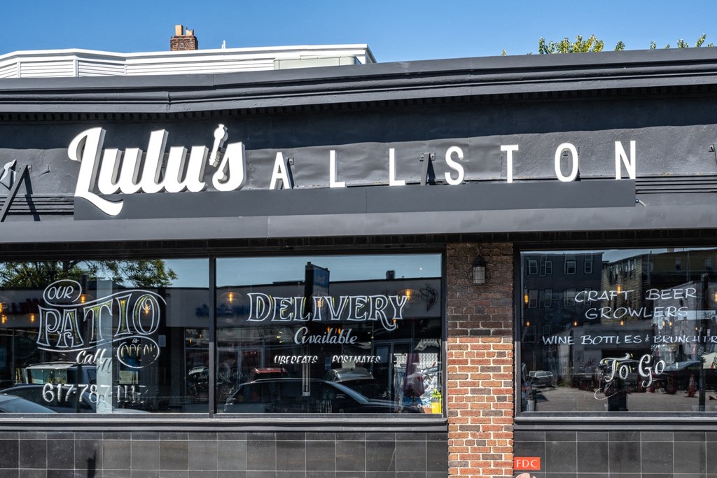 Front entrance and sign that reads LuLu's Allston at The Indie, Boston, MA 02134  