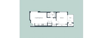 1-Bedroom_723sf Floor Plan at 1177 Greens Farms, Connecticut