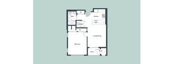 1-Bedroom_750sf  Floor Plan at 1177 Greens Farms, Connecticut, 06880